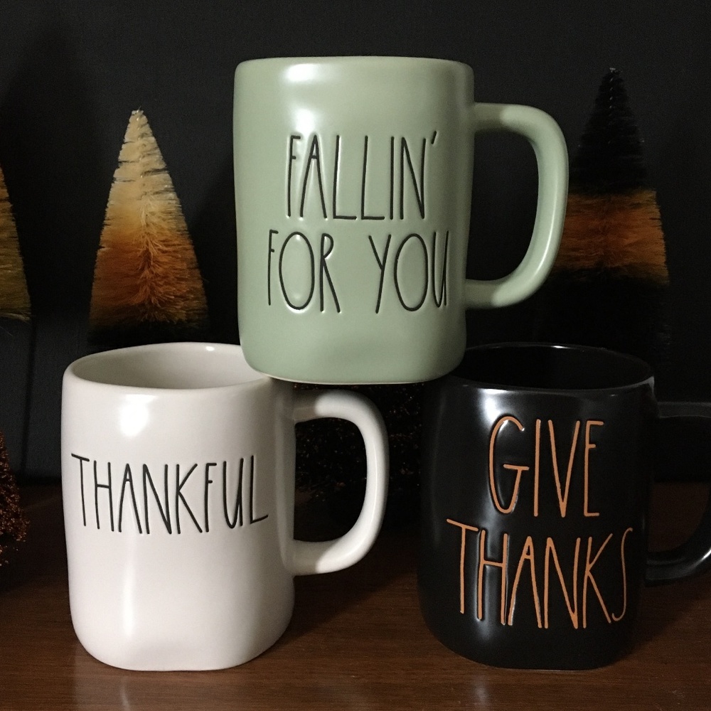 Rae Dunn Set of 3 Mugs ~ THANKFUL, GIVE THANKS, FALLIN’ FOR YOU 🍁
